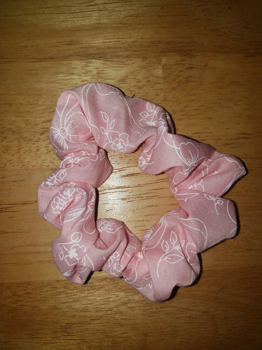 Pink Flowers and Bows Scrunchie